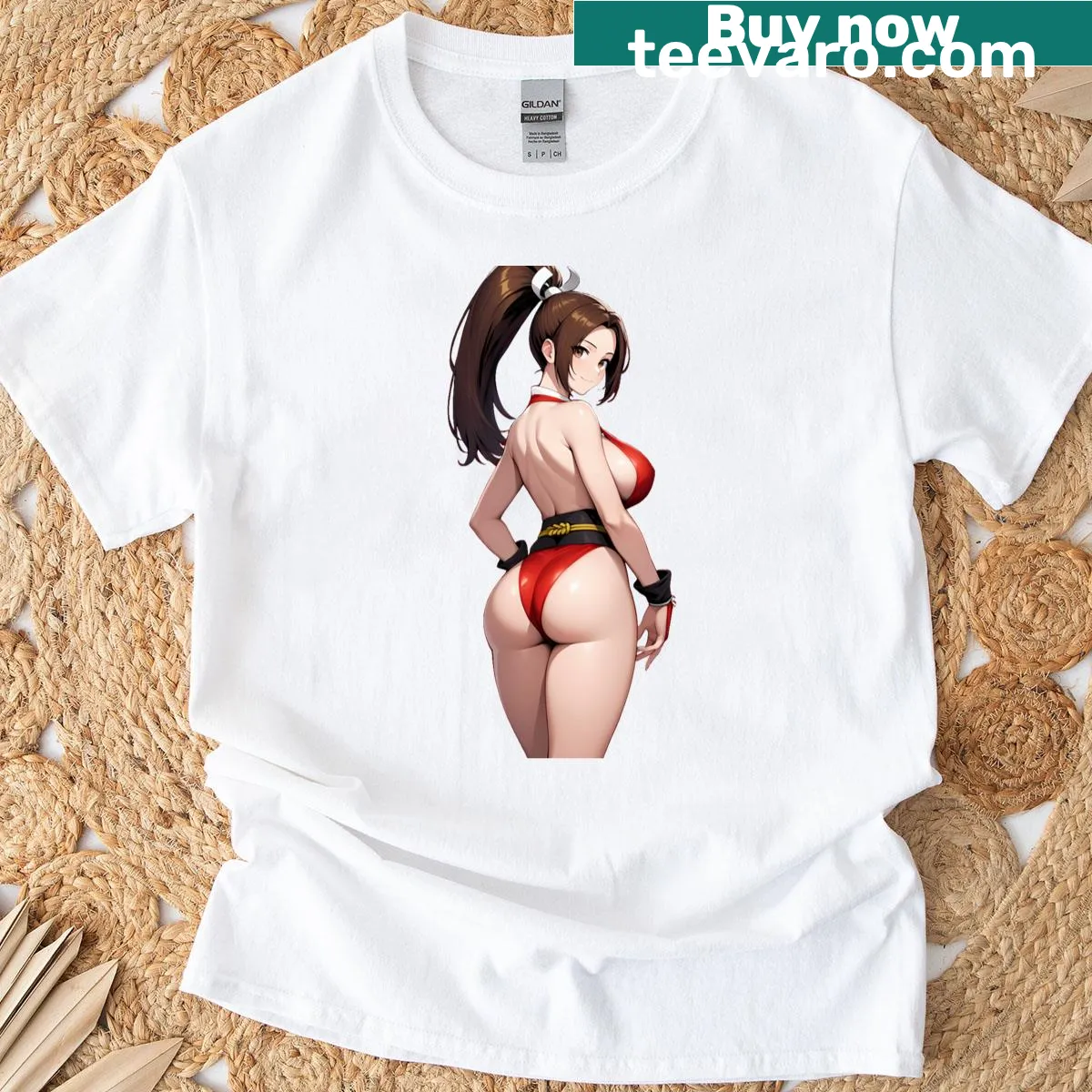 Stylish t-shirt featuring Mai Shiranui design — on a men's t-shirt