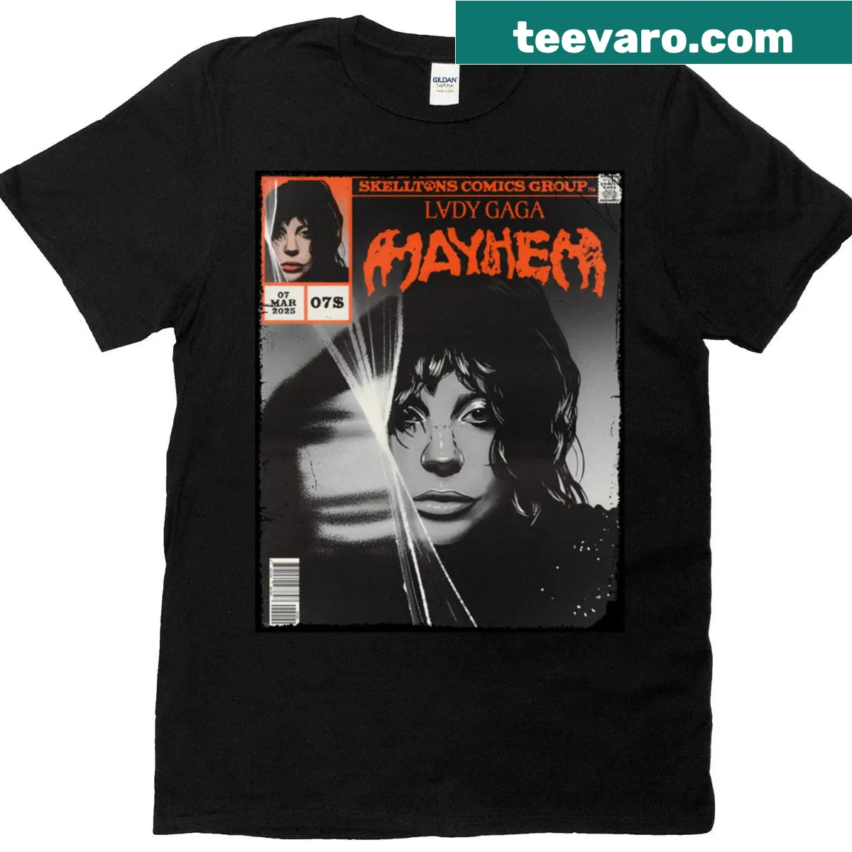 Vintage distressed T-shirt with 'Mayhemtrack 1' graphic — on a men's t-shirt