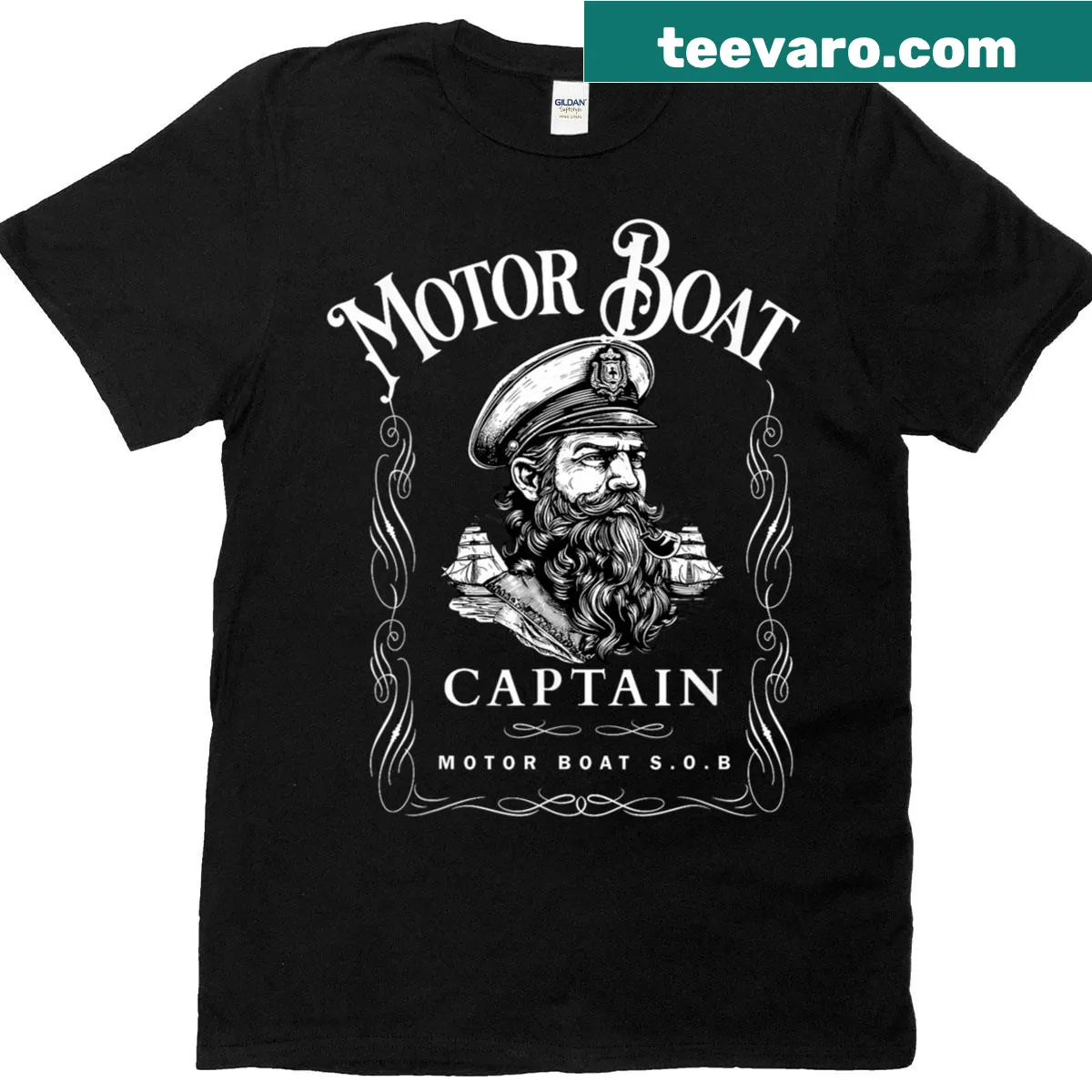 Funny motorboat captain t-shirt with pontoon boating slogan — on a men's t-shirt