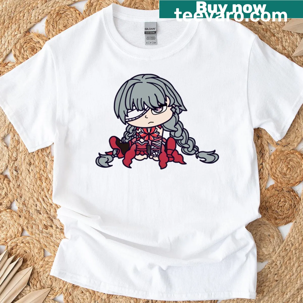 Chibi illustration of Phrolova with waves on a playful T-shirt. — on a men's t-shirt