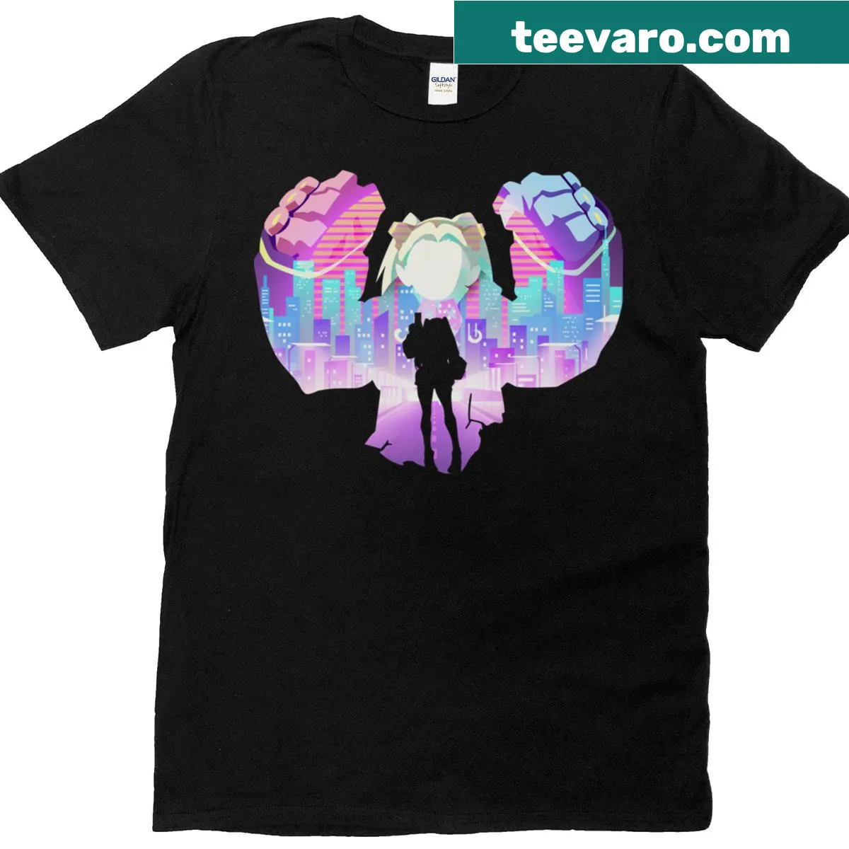 T-shirt featuring Rebecca, a cute anime heroine. — on a men's t-shirt