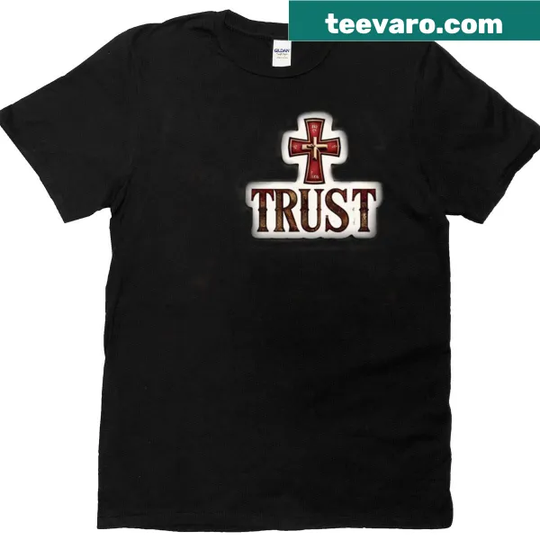 Rustic t-shirt featuring the words 'Faith and Trust' in typography