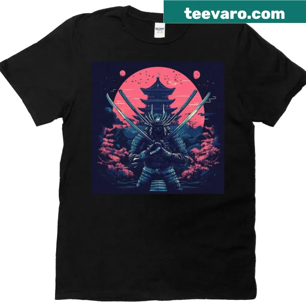 Anime-style samurai graphic T-shirt depicting ancient Japan