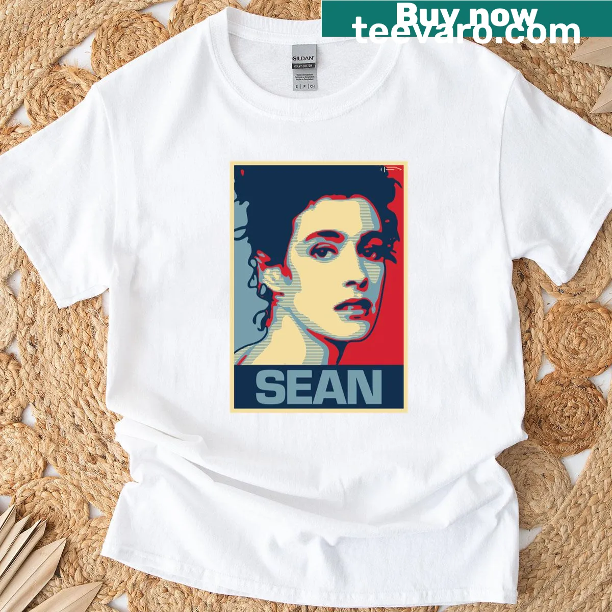 Minimalist T-shirt featuring the name Sean — on a men's t-shirt