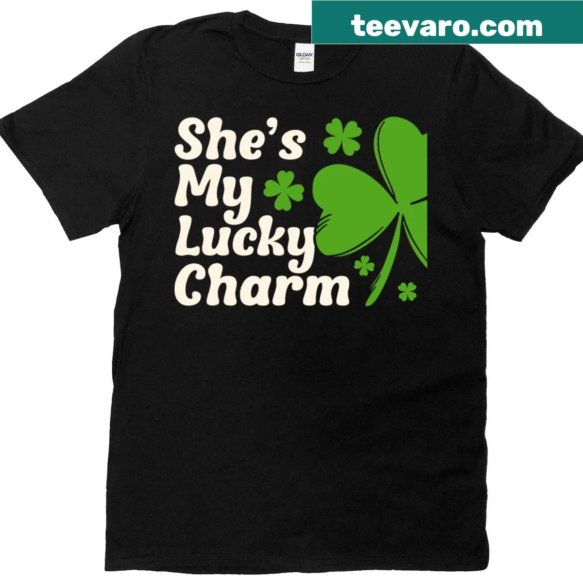 Cute St. Patrick's Day couple T-shirt with saying about charm — on a men's t-shirt