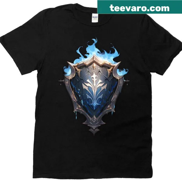 Shield emblem design representing faith on a t-shirt