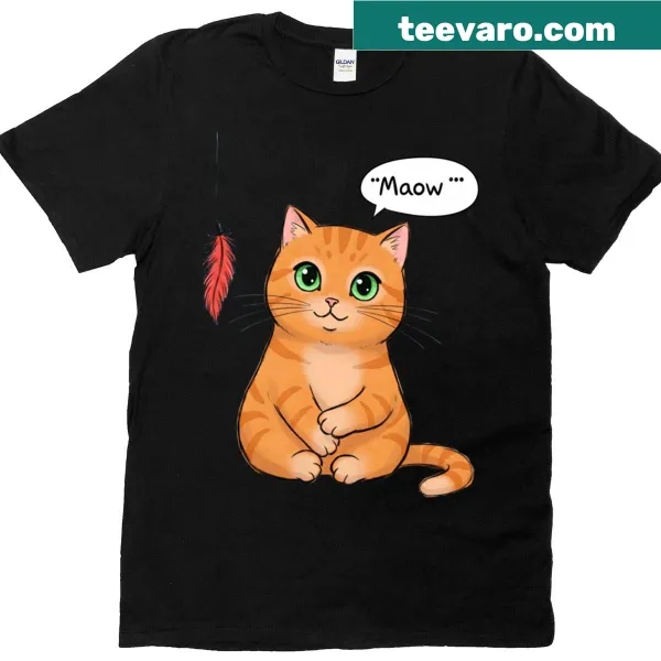 Minimalist line art design featuring a cute cat on a t-shirt.