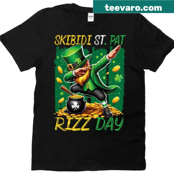 Dabbing Irish character graphic on a St. Patrick's Day T-shirt