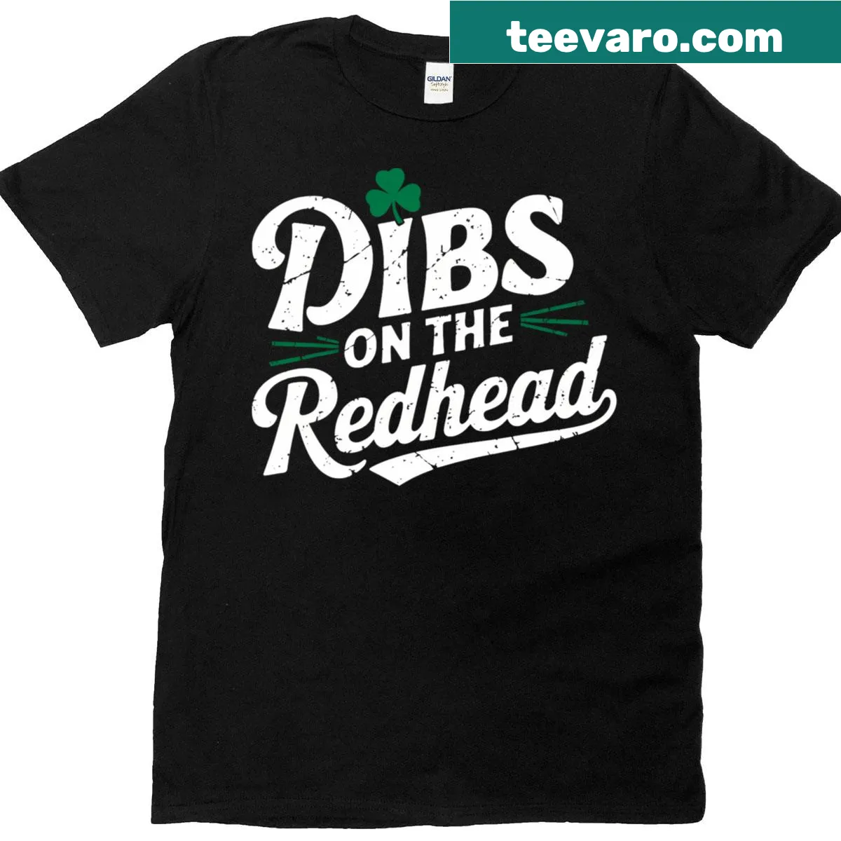 Funny St. Patrick's Day t-shirt with 'Dibs On The Redhead' — on a men's t-shirt
