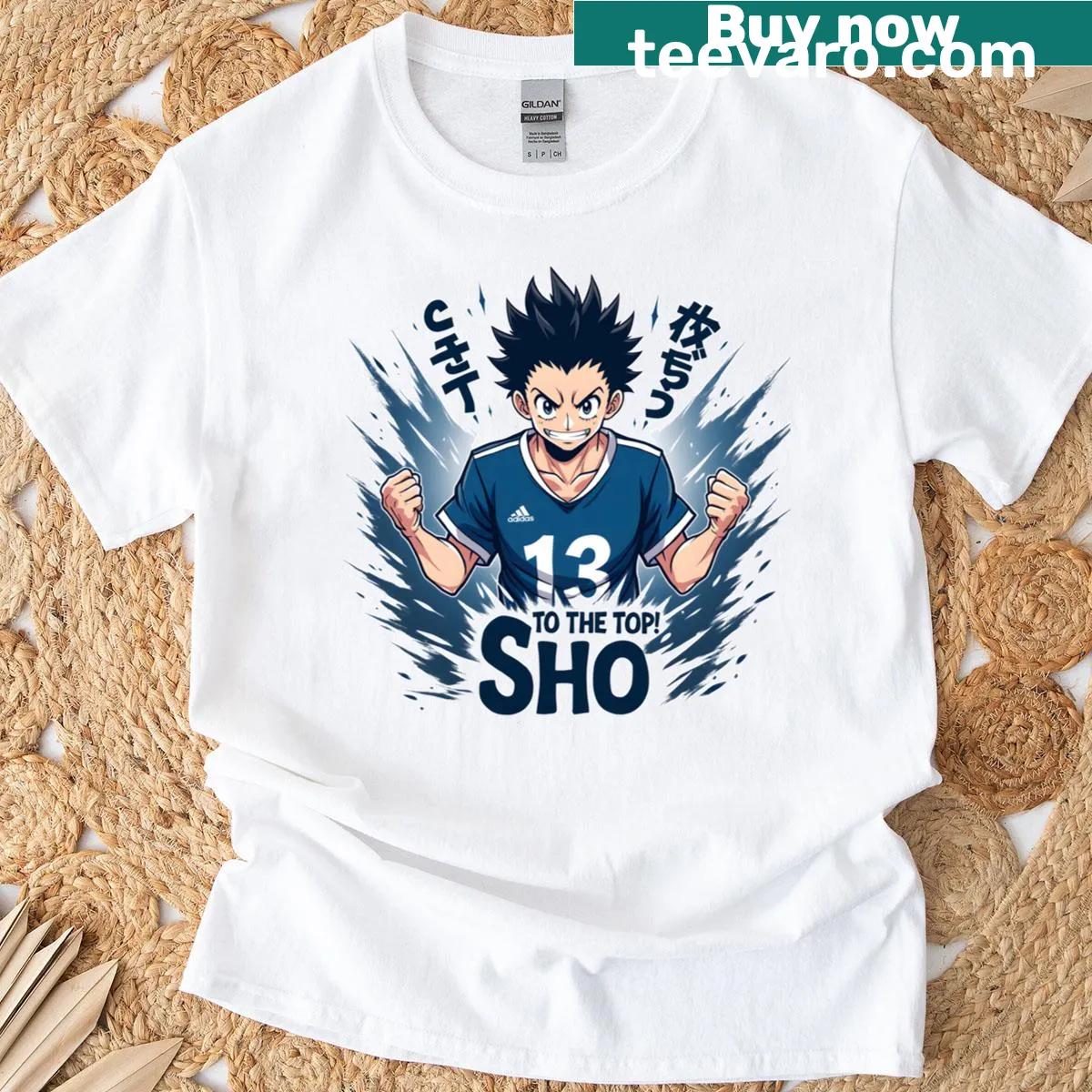 Energetic soccer-themed t-shirt with motivational graphics — on a men's t-shirt