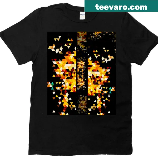 Abstract graphic design T-shirt with swirling lines and geometric shapes