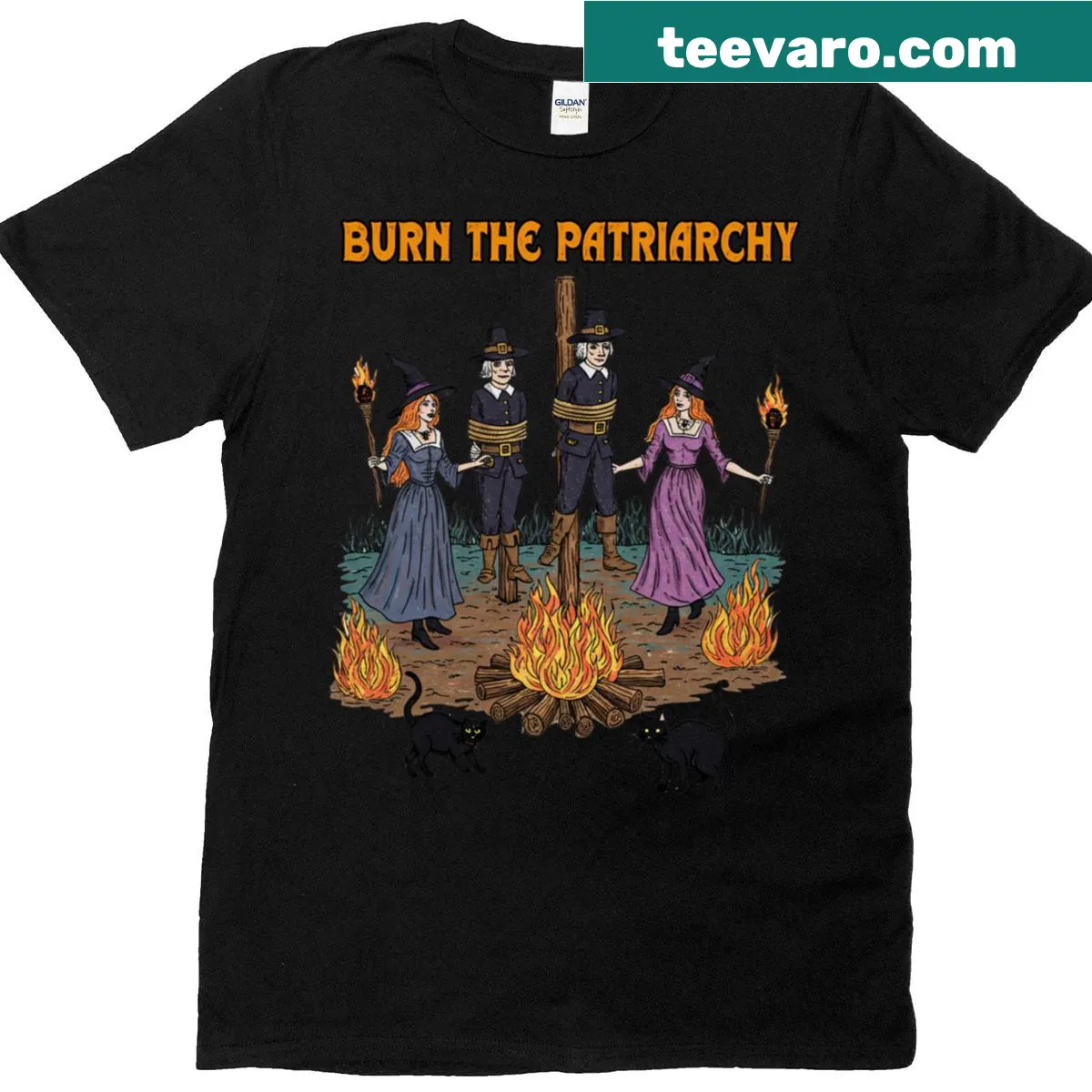 Empowering T-shirt with witch art and feminist message — on a men's t-shirt