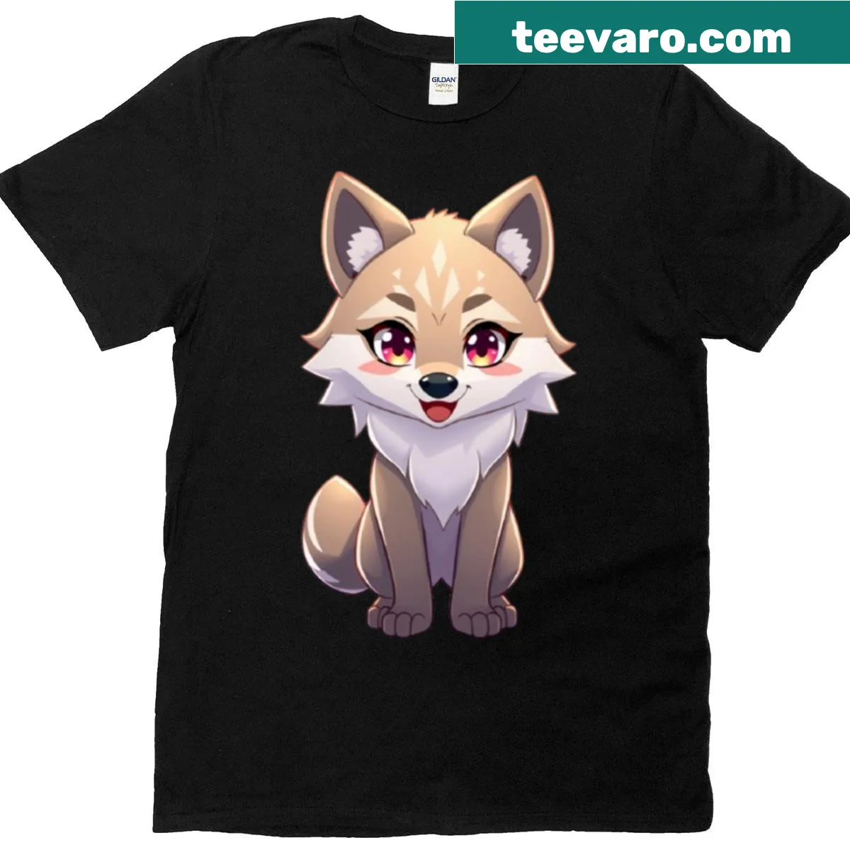 Cute cartoon illustration of wolf puppies on T-shirt — on a men's t-shirt