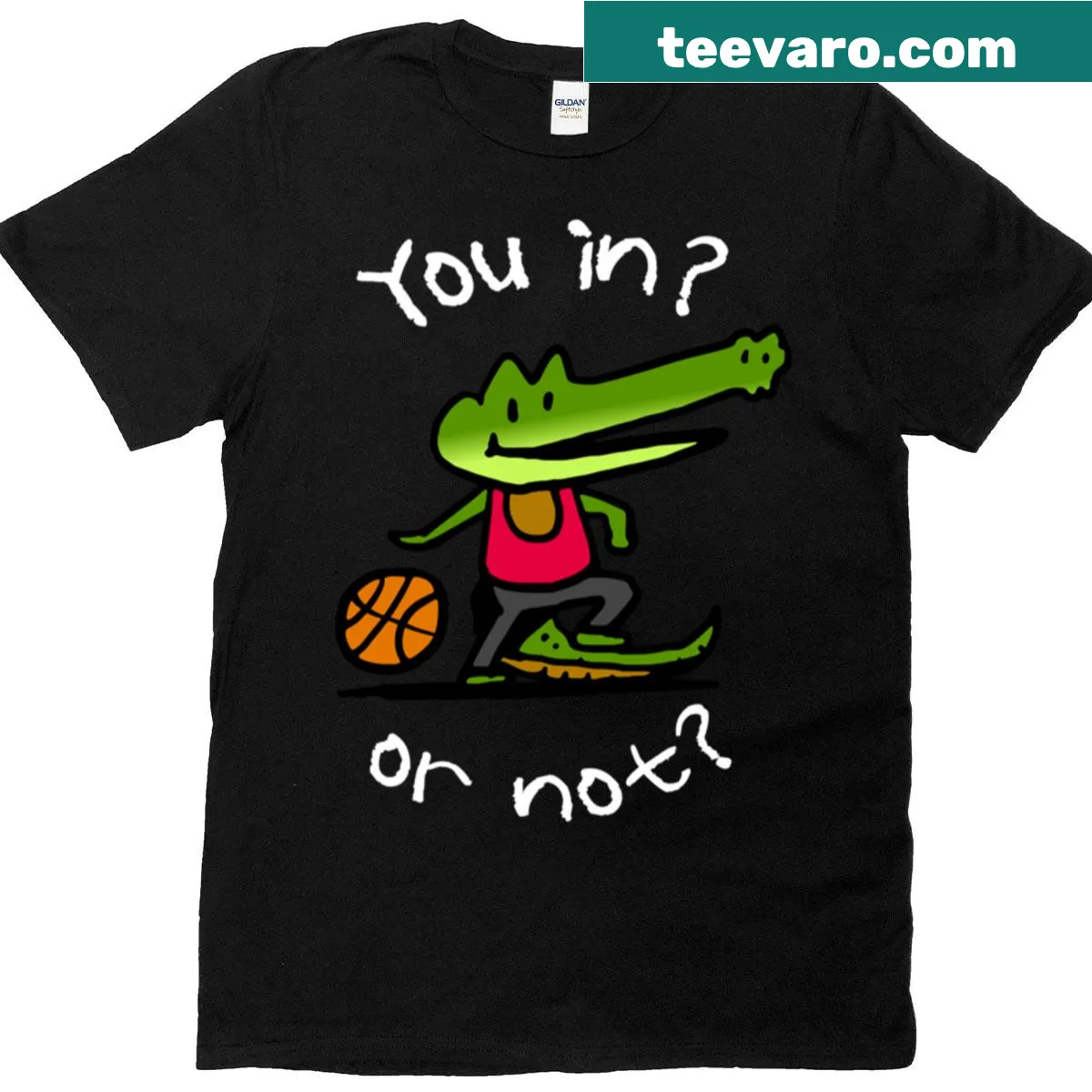 T-shirt with bold text asking 'You In Or Not' — on a men's t-shirt