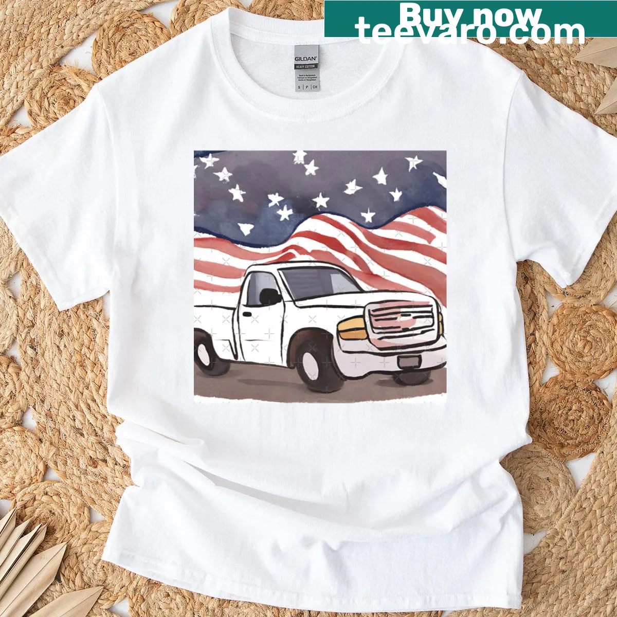 Typography T-shirt celebrating freedom with stars and stripes — on a men's t-shirt