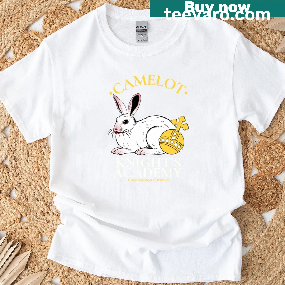 T-shirt featuring an illustration of a knight in training for kids. — on a men's t-shirt