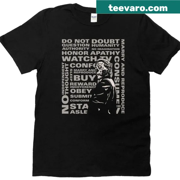 Bold typography shirt inspired by the movie 'They Live'.