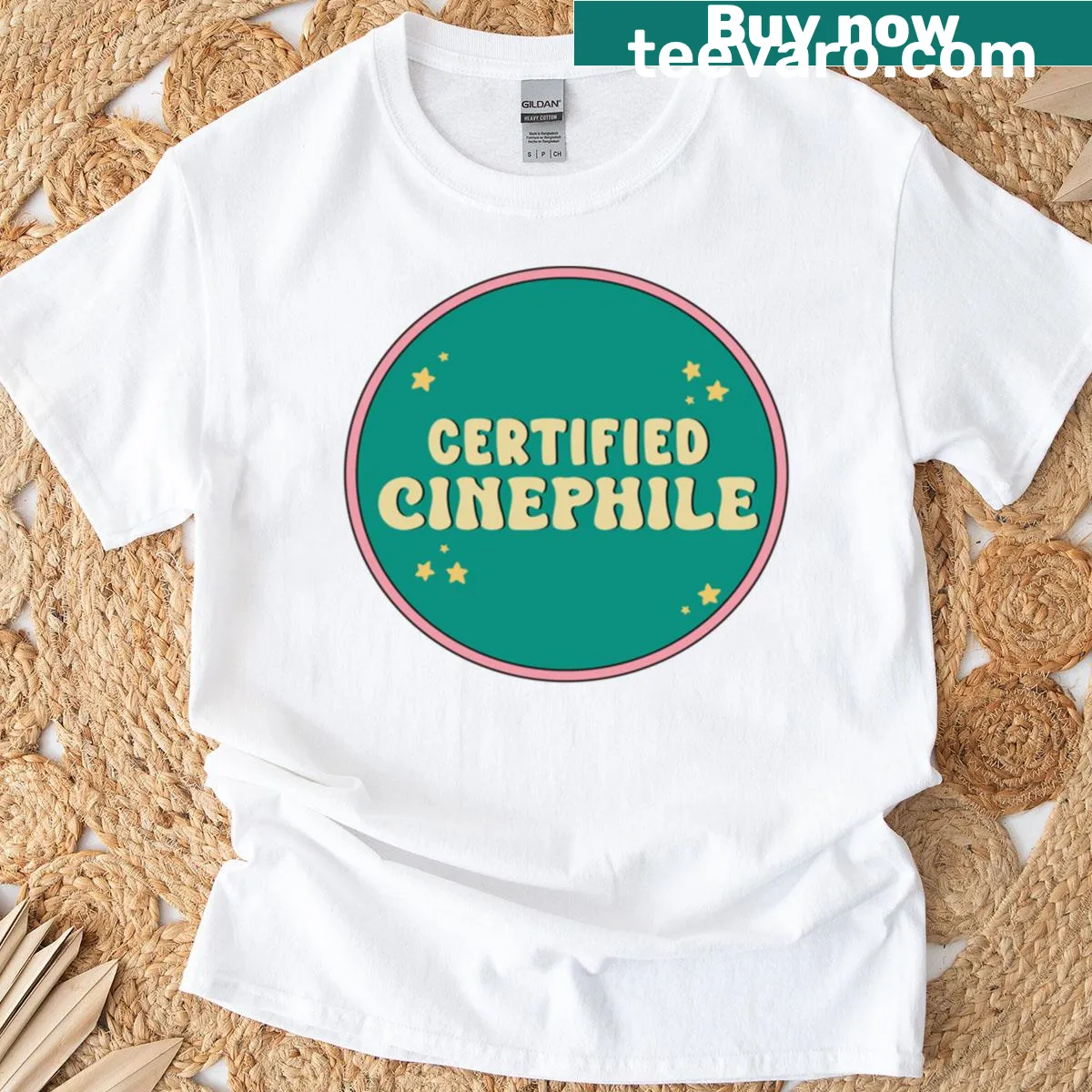 Certified Cinephile T-shirt with playful typography — on a men's t-shirt