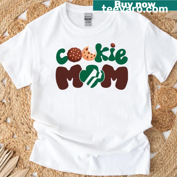 Funny T-shirt for moms, depicting 'Cookie Dealer' with scouting theme.