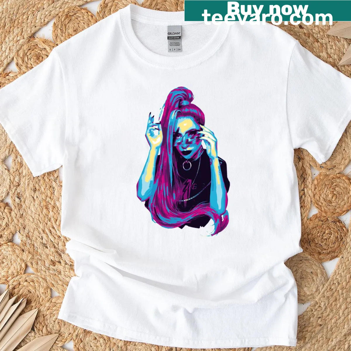 Retro-style T-shirt inspired by Lady Gaga's fashion — on a men's t-shirt