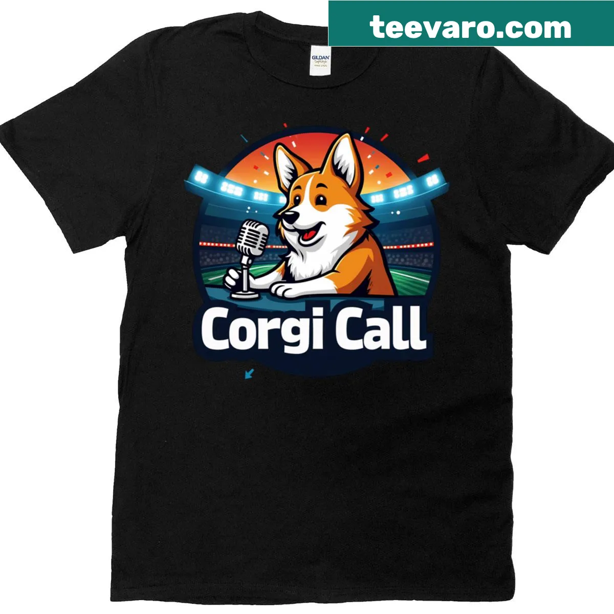 Humorous corgi graphic on a T-shirt — on a men's t-shirt