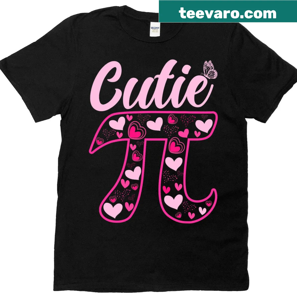 Cutie Pie T-shirt with whimsical text and pi symbol design for kids. — on a men's t-shirt
