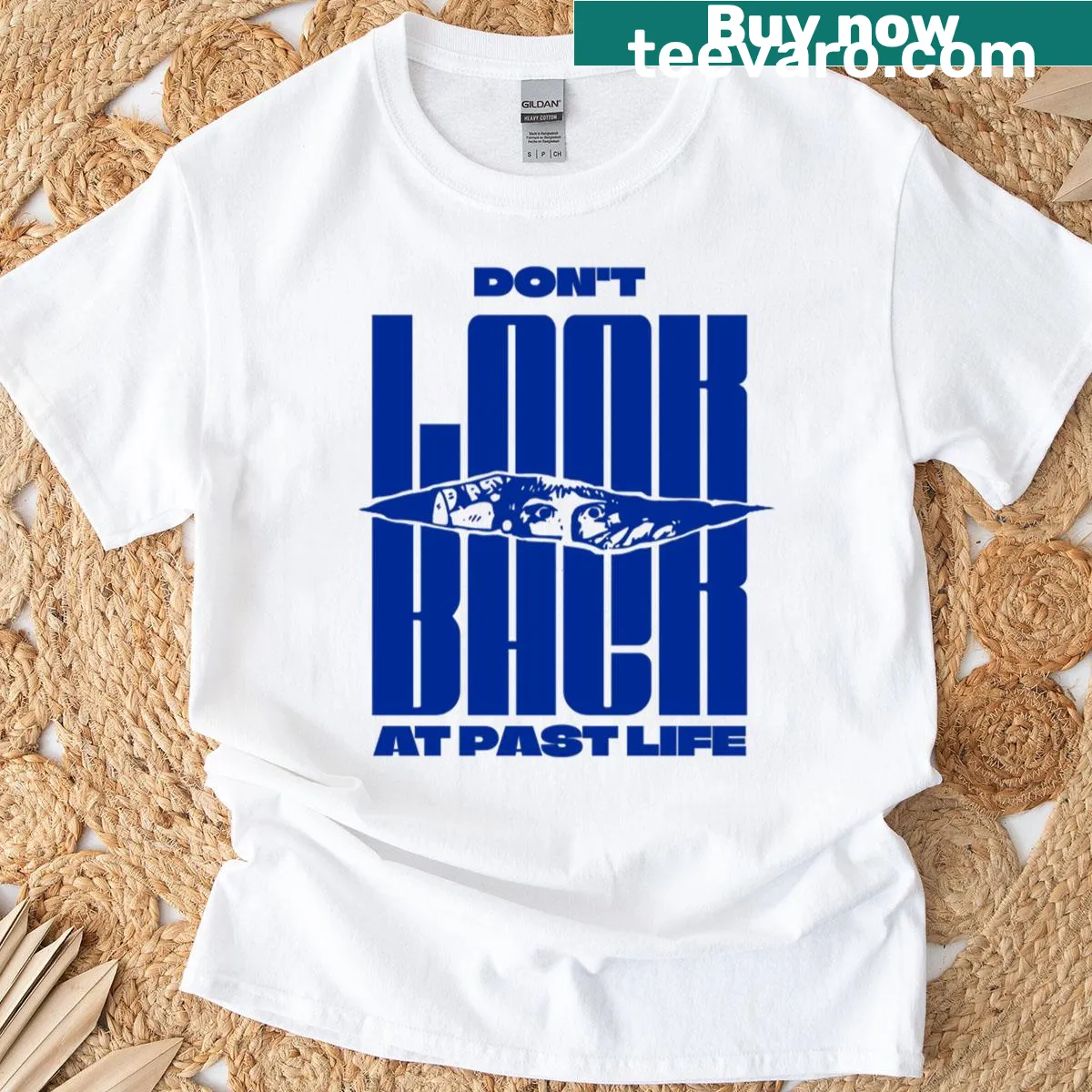 Inspirational T-shirt with 'Don't Look Back' typography design — on a men's t-shirt