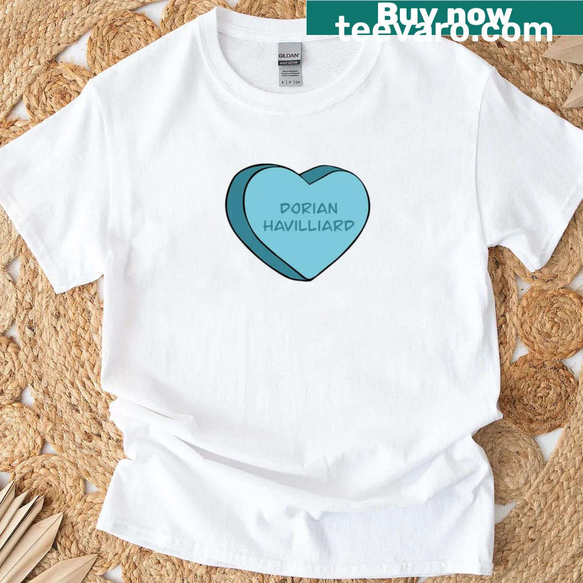 T-shirt featuring the name Dorian Havilliard in stylish typography — on a men's t-shirt