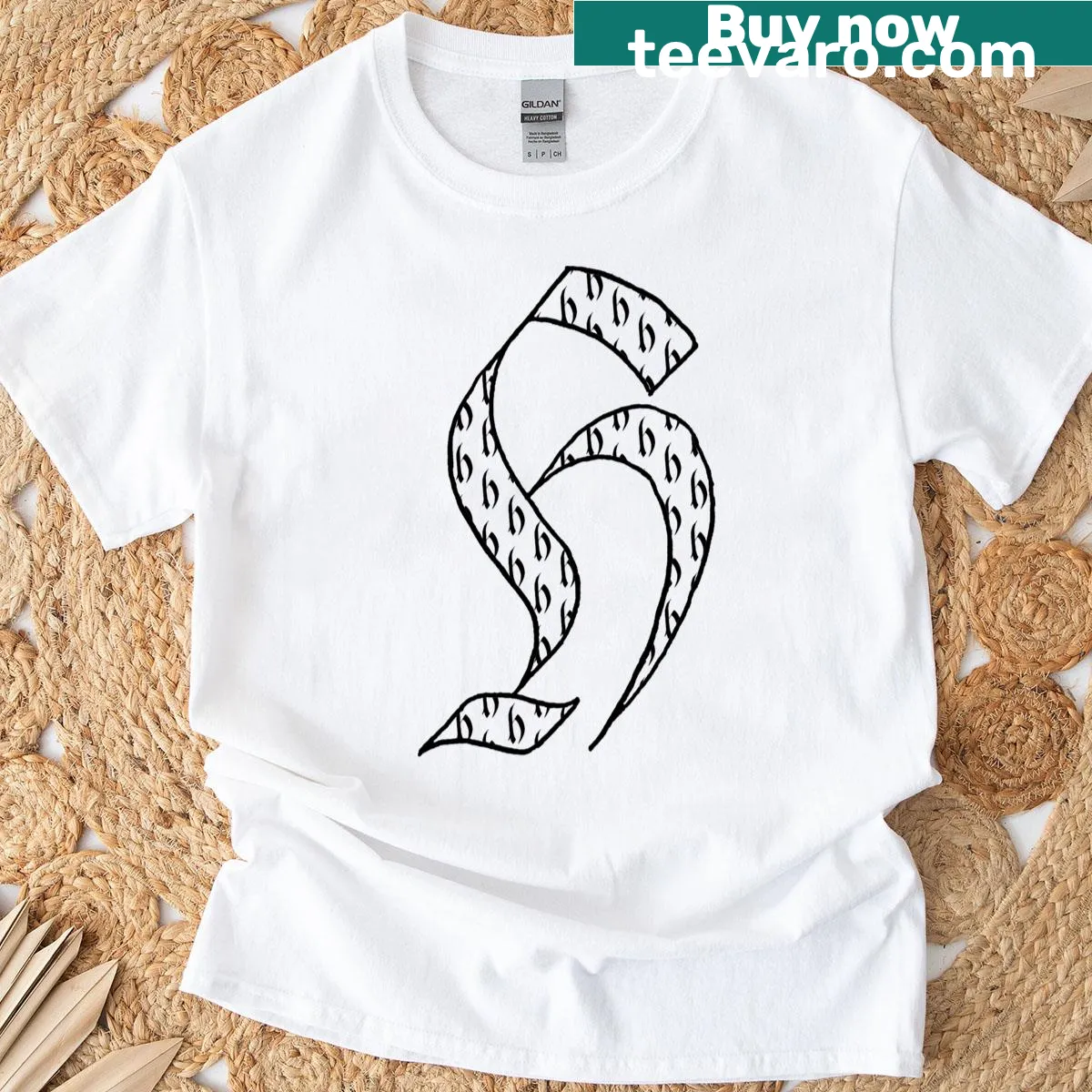 Elegant calligraphy Initial H graphic t-shirt — on a men's t-shirt