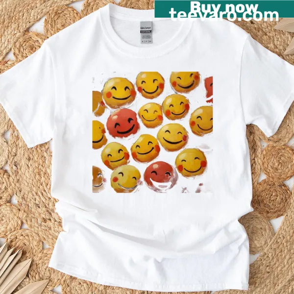 T-shirt featuring playful emoticons