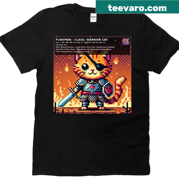 Whimsical illustration of Flintpaw from Pixel Pets RPG series