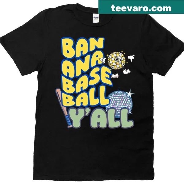 Playful disco-themed T-shirt with cartoon bananas