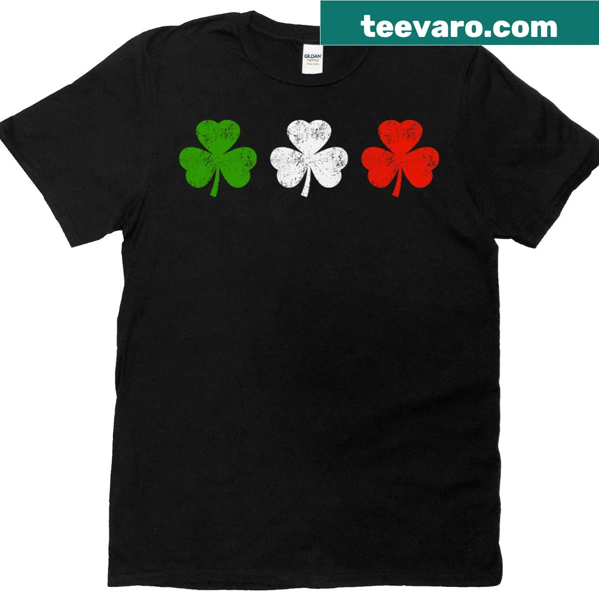 Funny St. Patrick's Day shirt featuring shamrocks and Italian humor — on a men's t-shirt