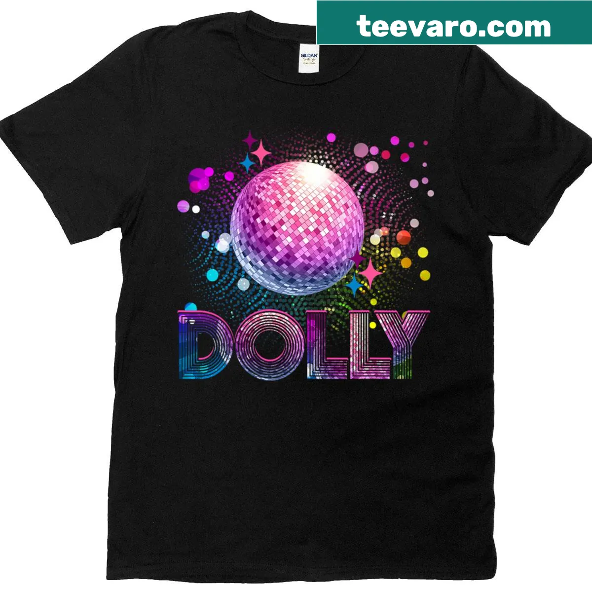 Personalized name graphic tee with disco ball design — on a men's t-shirt