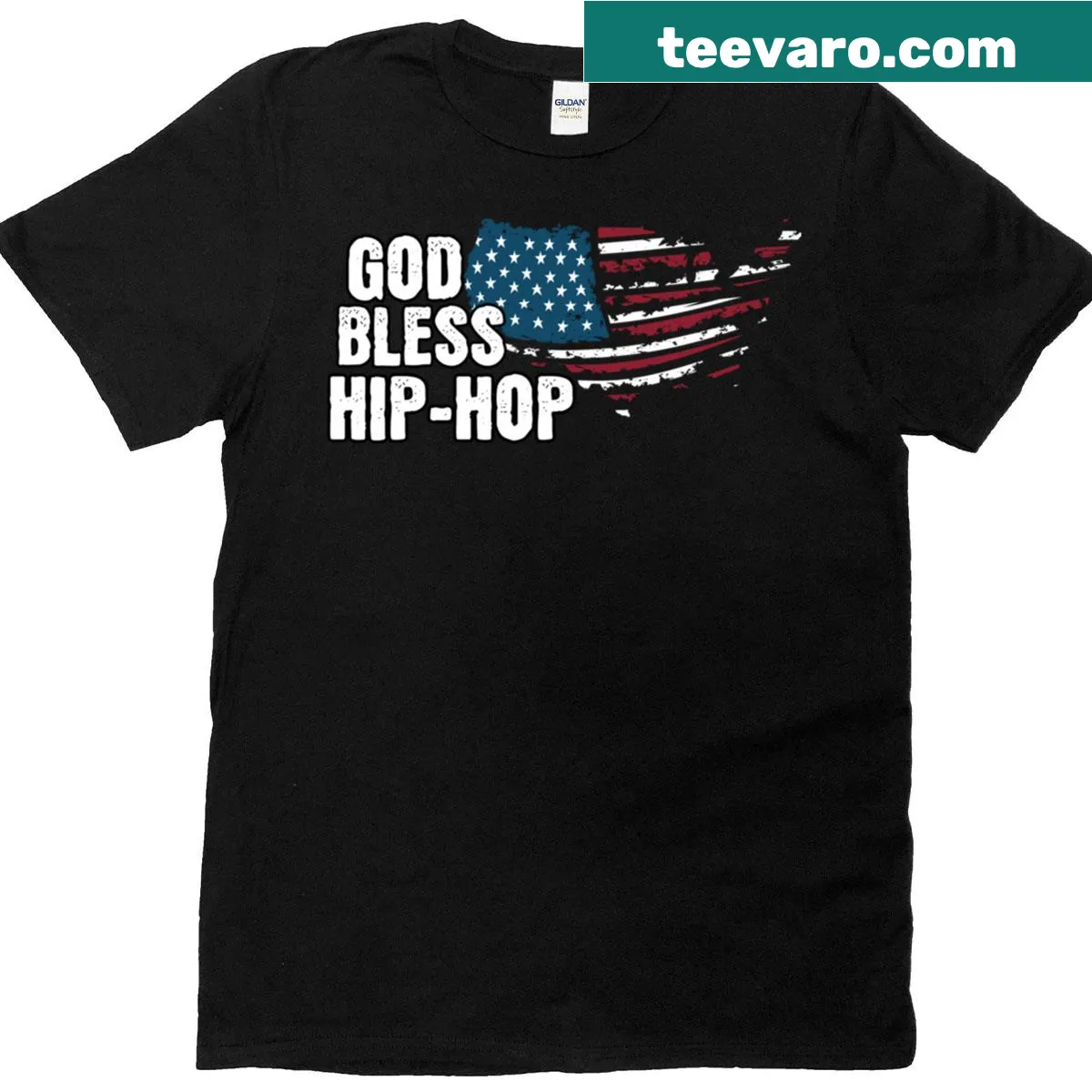 Patriotic Hip Hop T-shirt with bold typography — on a men's t-shirt