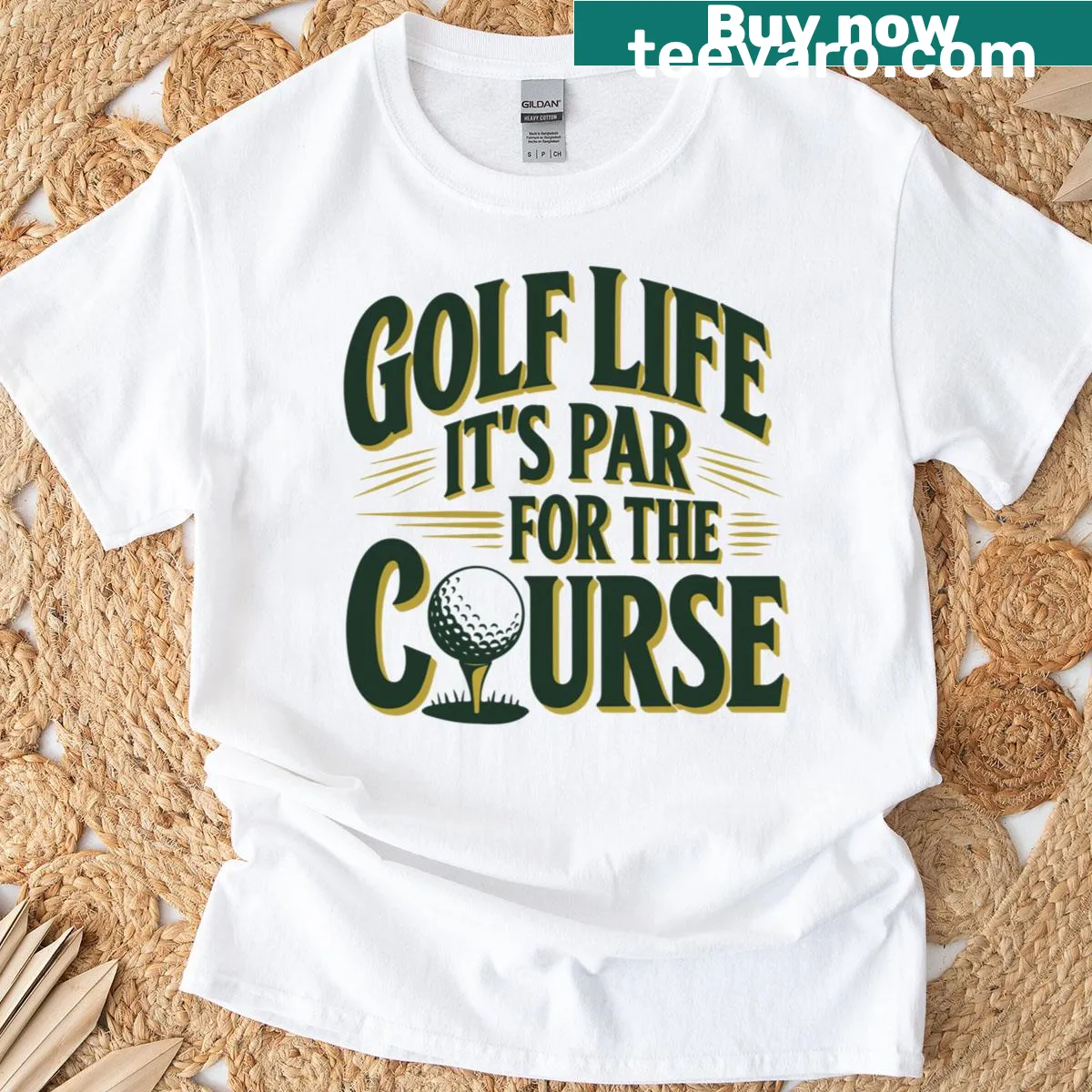 Illustration of golf elements on sports-themed T-shirt — on a men's t-shirt