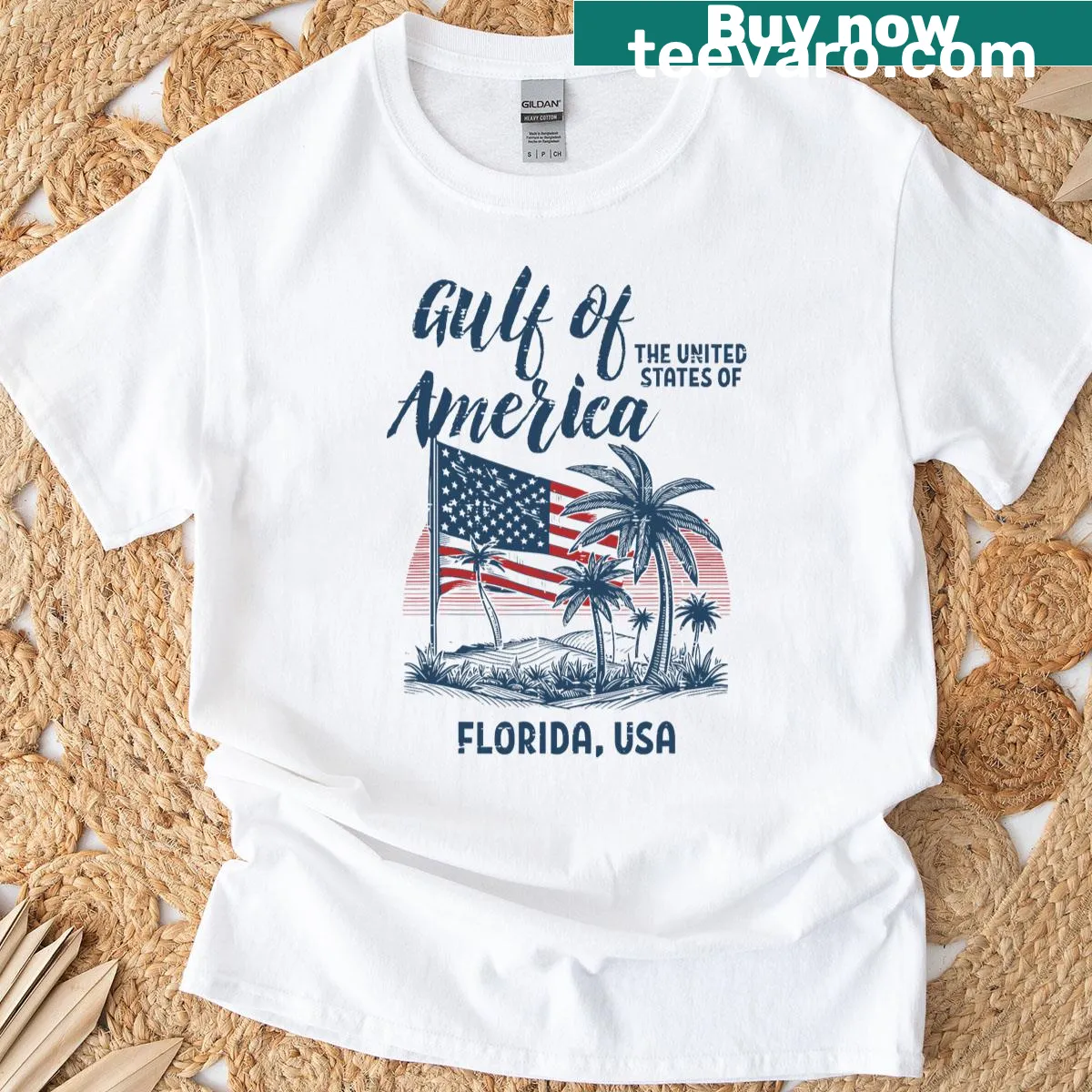 Graphic tee showcasing Gulf of USA and Florida — on a men's t-shirt