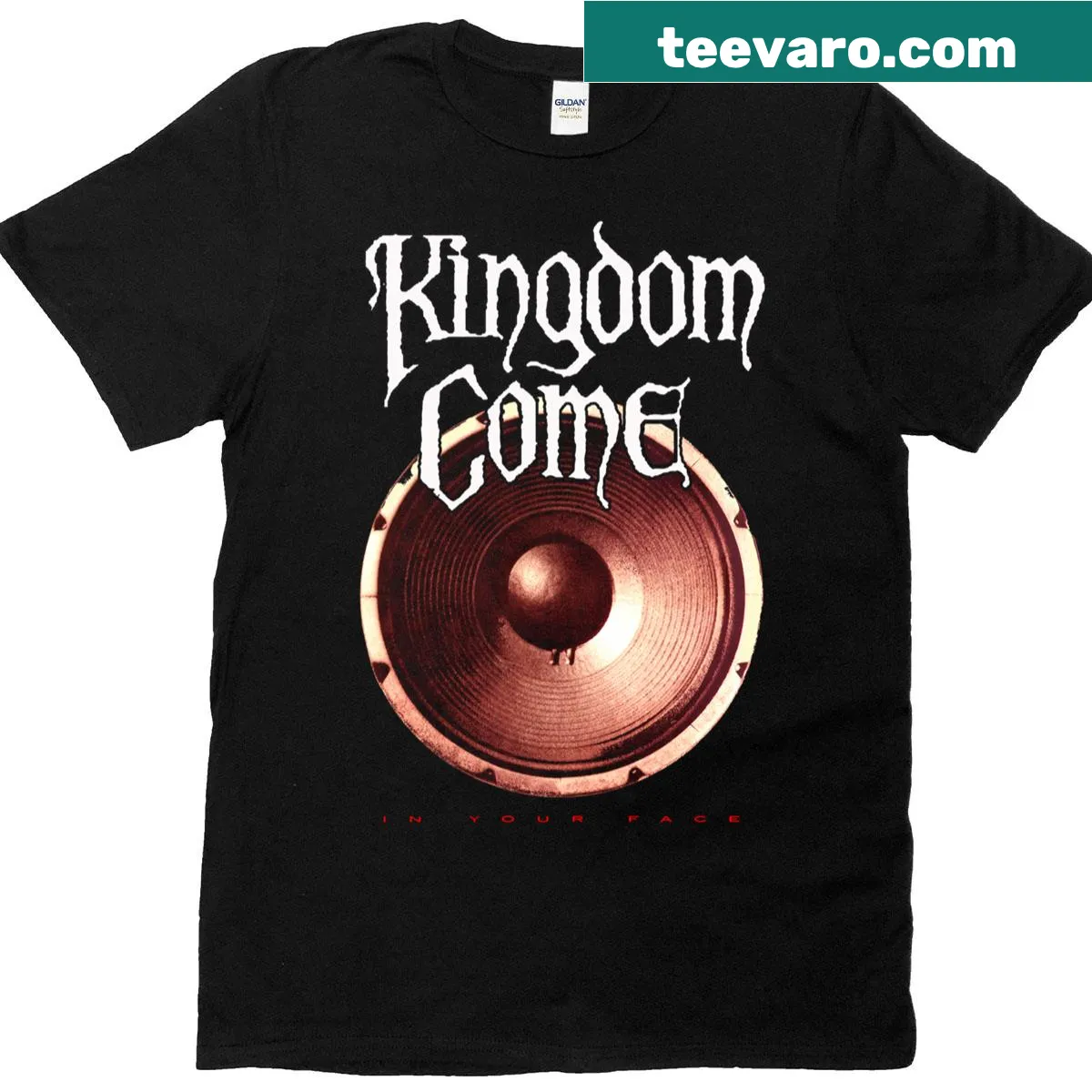 Edgy rock music T-shirt with bold text design — on a men's t-shirt