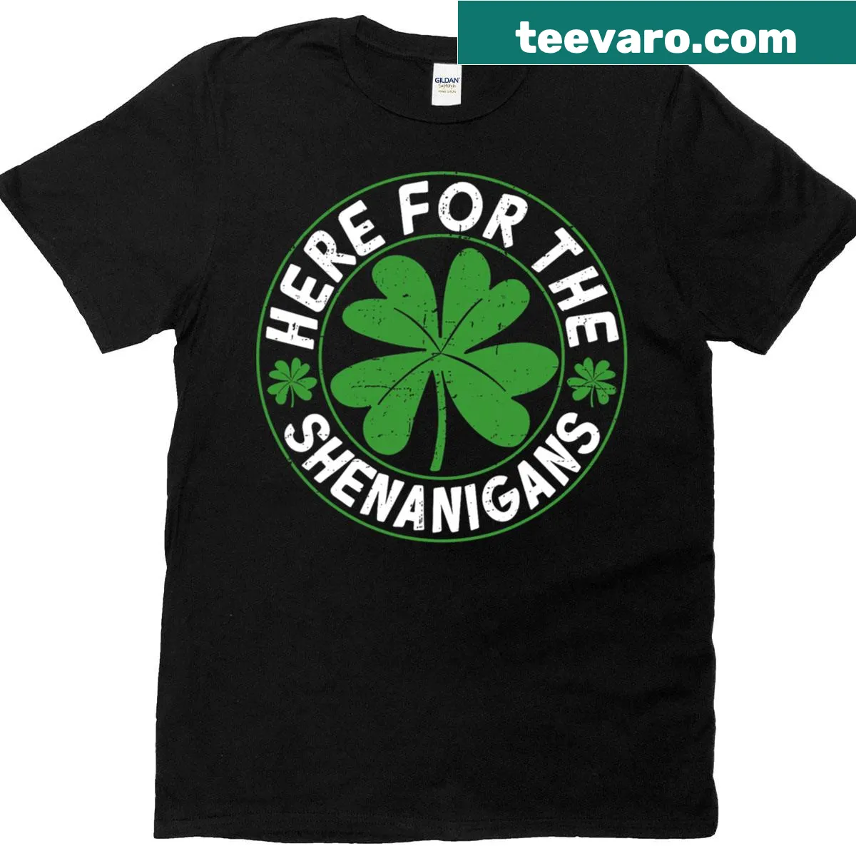Funny typography with the phrase 'Here For The Shenanigans' — on a men's t-shirt