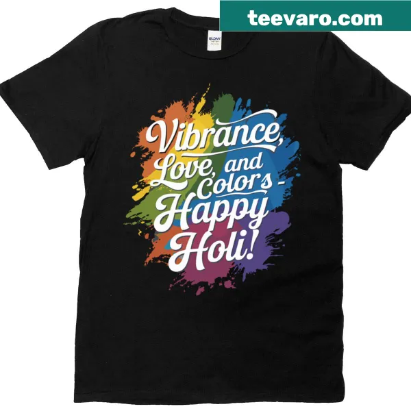 Graphic T-shirt celebrating the Holi Festival with colorful splashes