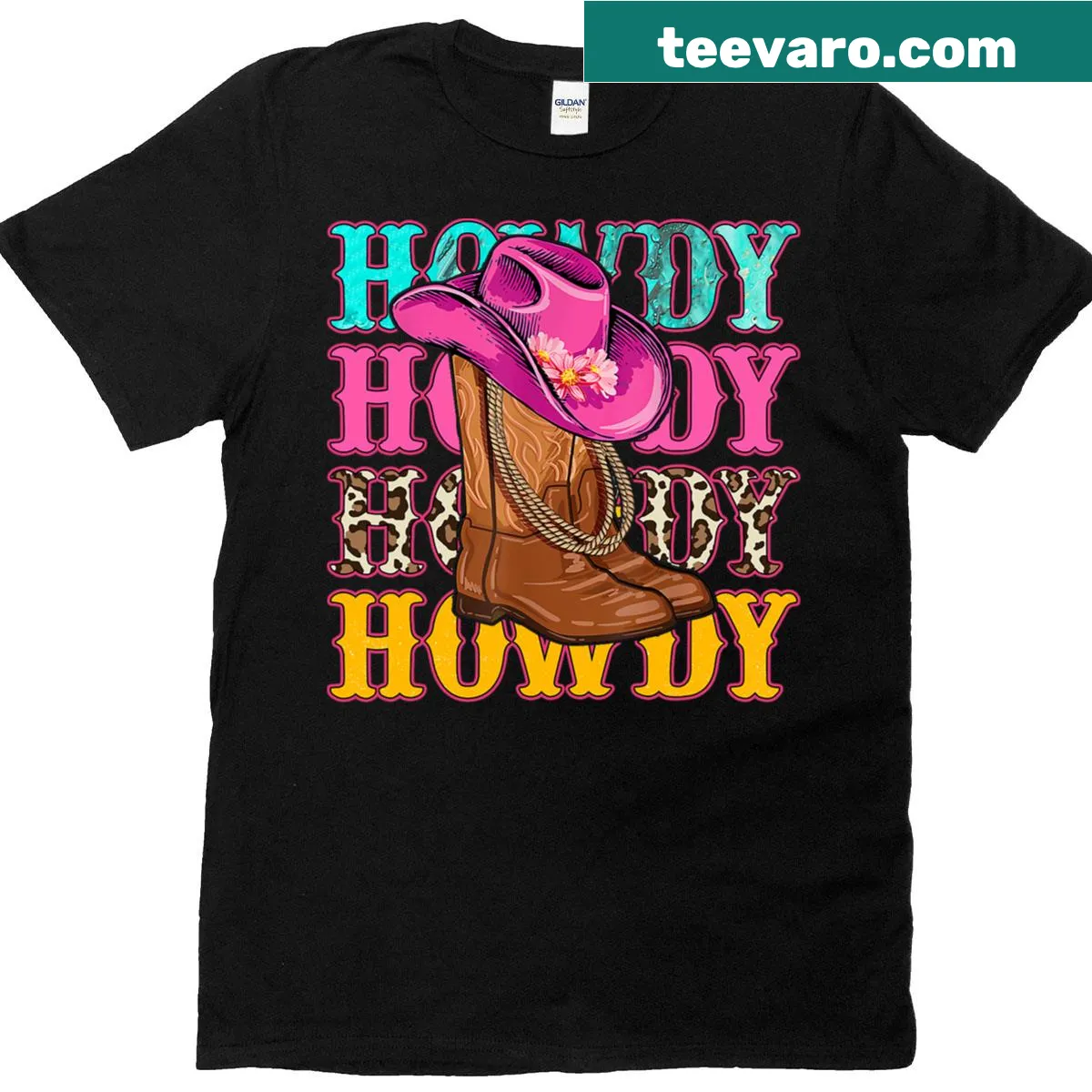 Vintage distressed T-shirt with a southern rodeo cowgirl theme. — on a men's t-shirt