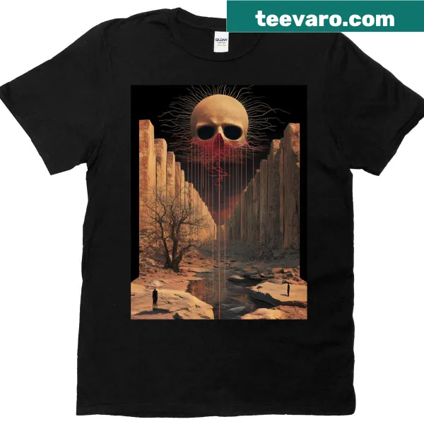 Illustrative black metal graphic on a t-shirt