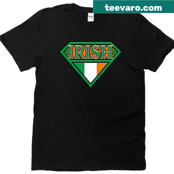 Cartoon superhero design inspired by Irish culture on a t-shirt