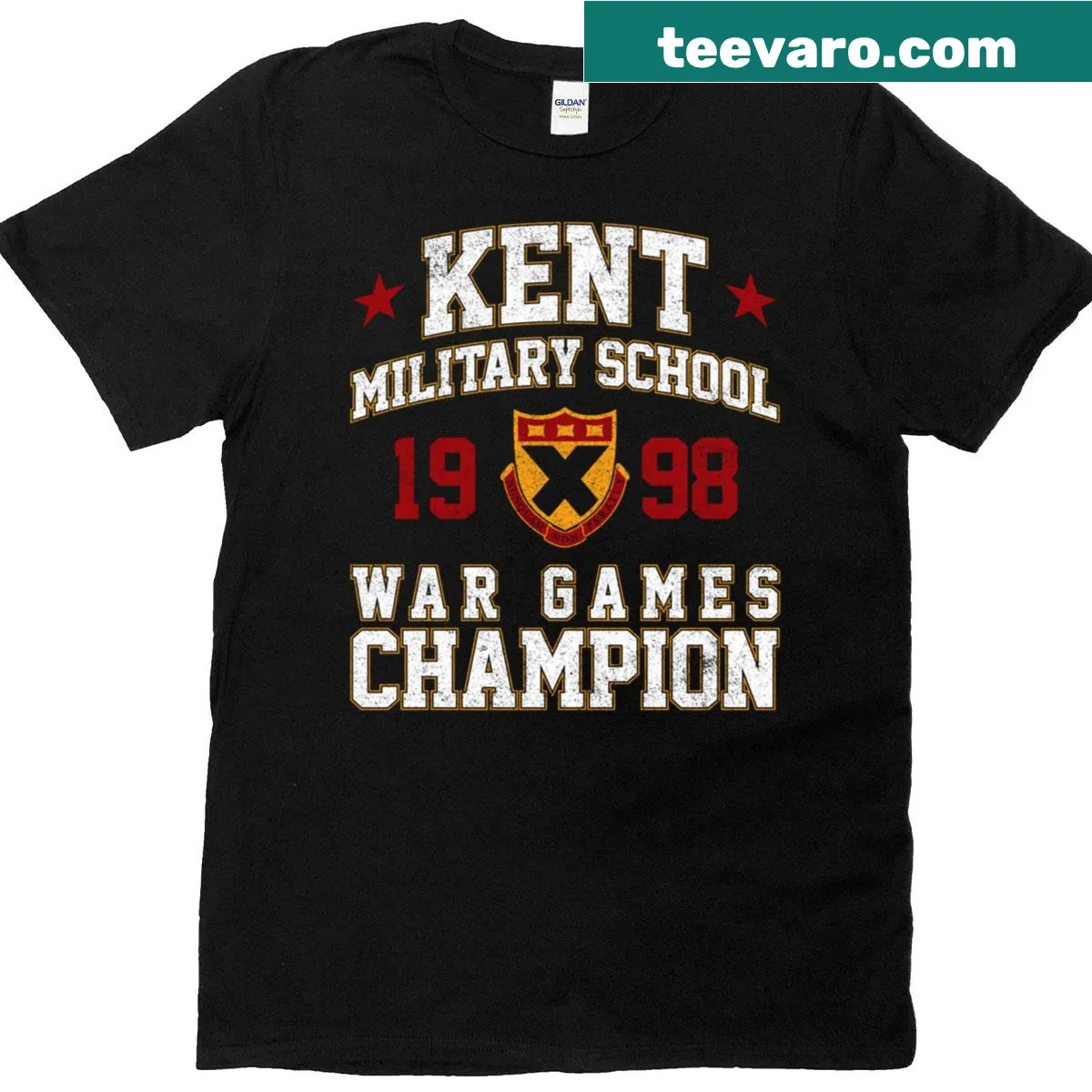 Kent Military School Champion badge design T-shirt — on a men's t-shirt