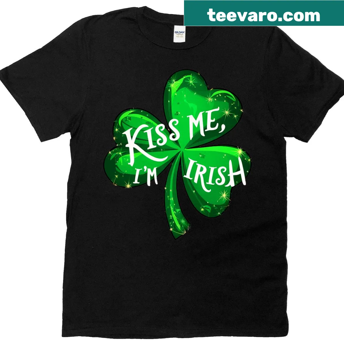 T-shirt featuring 'Kiss Me I'm Irish' text design for St. Patrick's Day — on a men's t-shirt