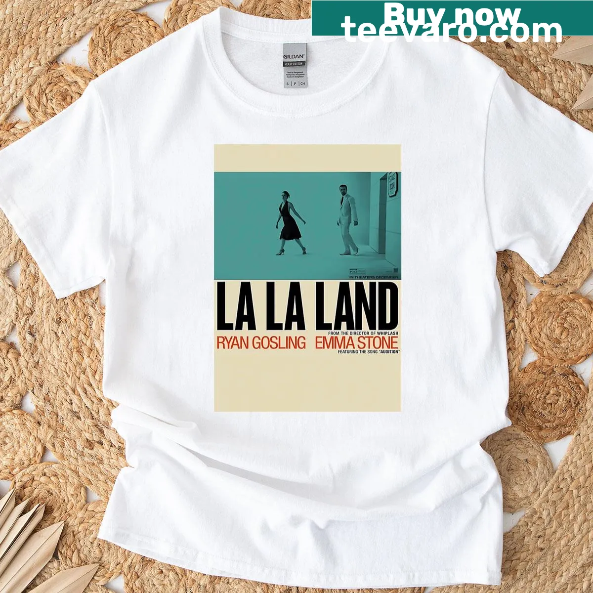 Vintage La La Land t-shirt with iconic film motifs — on a men's t-shirt