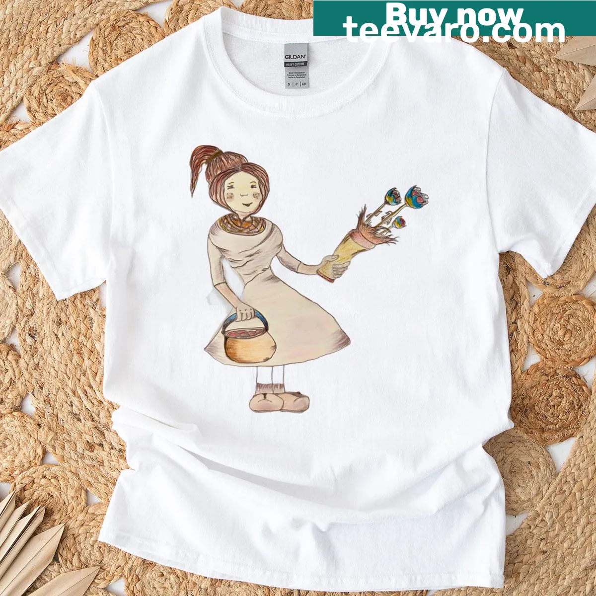 Floral T-shirt featuring an illustration of marguerites — on a men's t-shirt