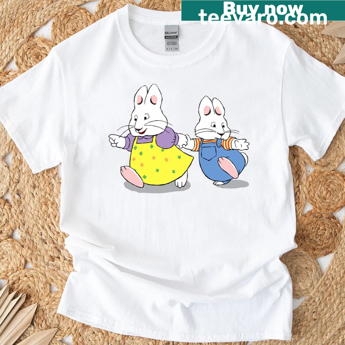 T-shirt featuring Max and Ruby characters for birthdays — on a men's t-shirt