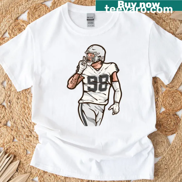 Cartoon Maxx Crosby t-shirt with humorous 'Shhh' text design