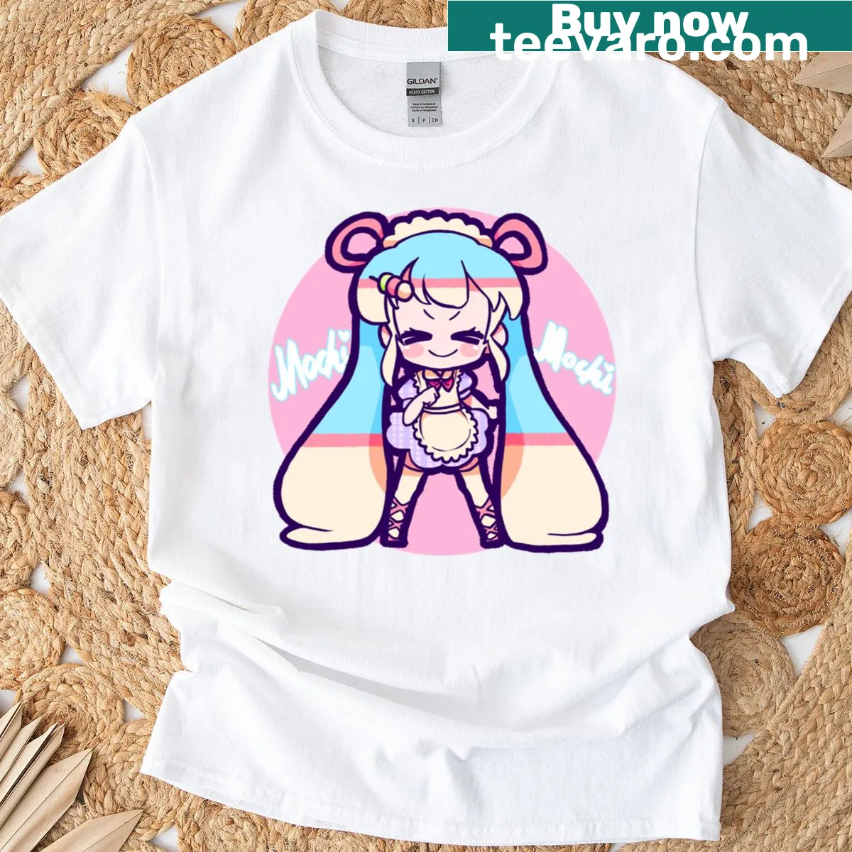 Illustration of Mochimochi Miku on a cute T-shirt — on a men's t-shirt